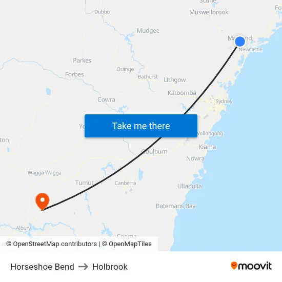 Horseshoe Bend to Holbrook map