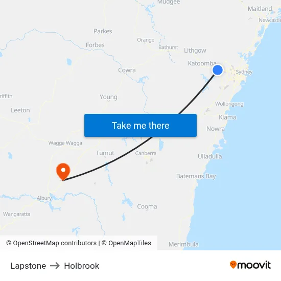 Lapstone to Holbrook map