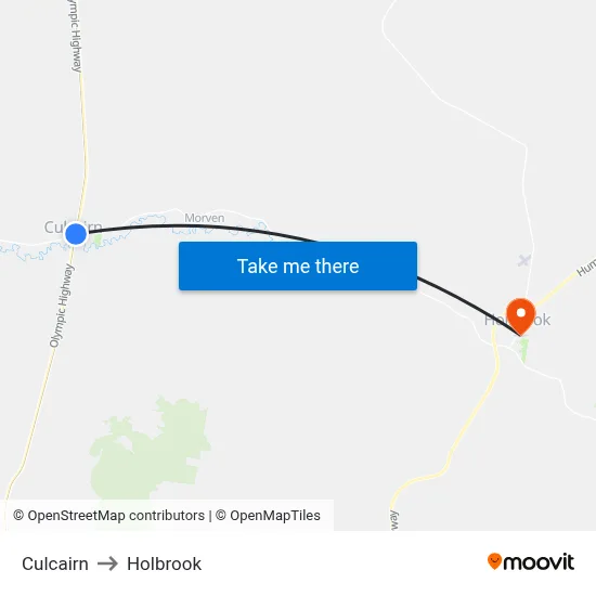 Culcairn to Holbrook map