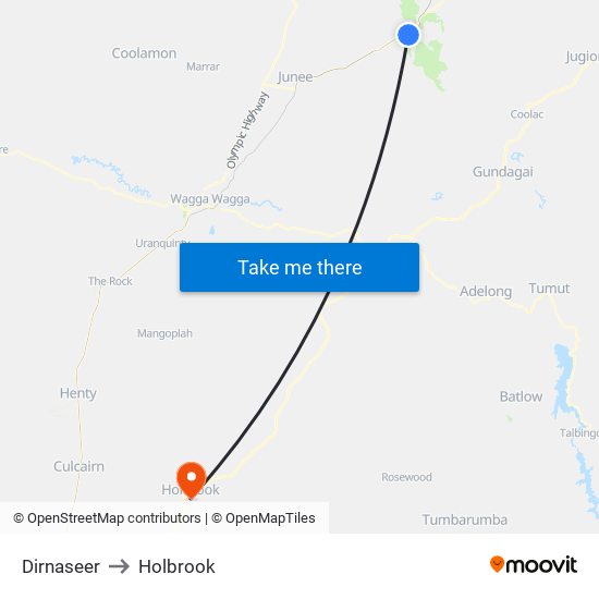 Dirnaseer to Holbrook map