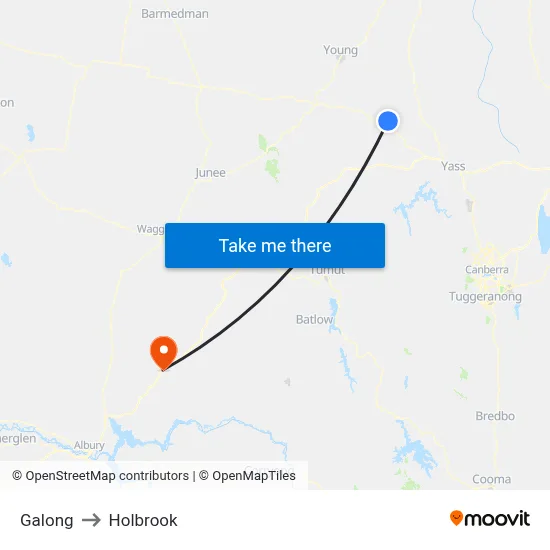 Galong to Holbrook map