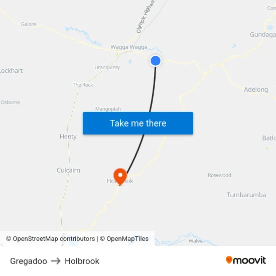 Gregadoo to Holbrook map