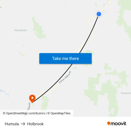 Humula to Holbrook map