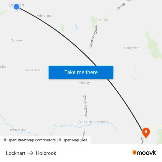 Lockhart to Holbrook map