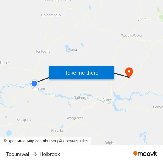 Tocumwal to Holbrook map