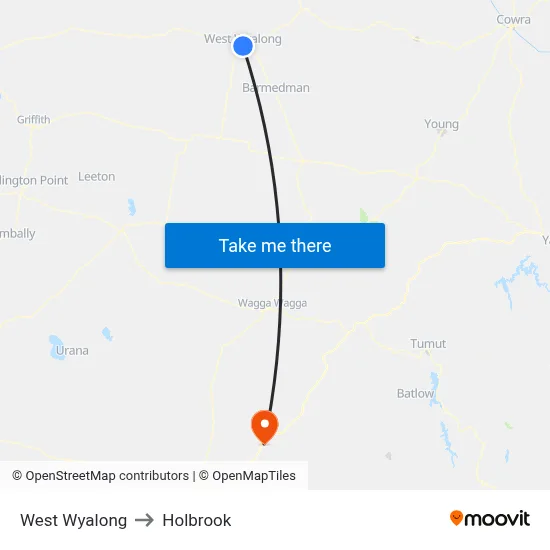 West Wyalong to Holbrook map