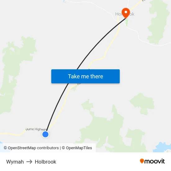 Wymah to Holbrook map