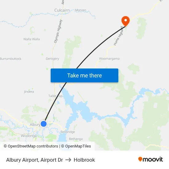 Albury Airport, Airport Dr to Holbrook map