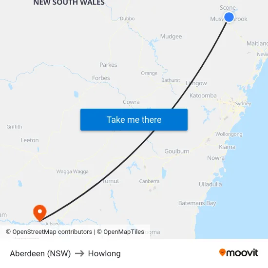 Aberdeen (NSW) to Howlong map