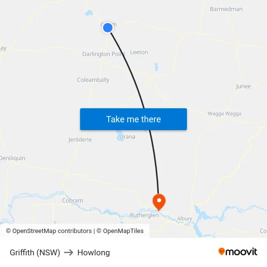 Griffith (NSW) to Howlong map