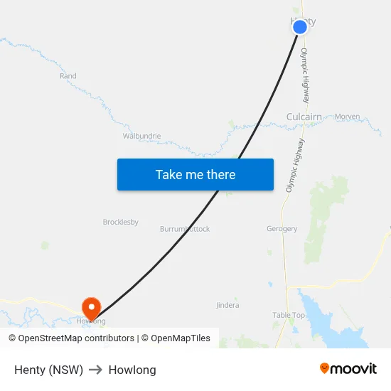 Henty (NSW) to Howlong map
