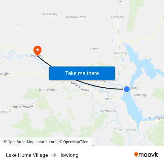 Lake Hume Village to Howlong map