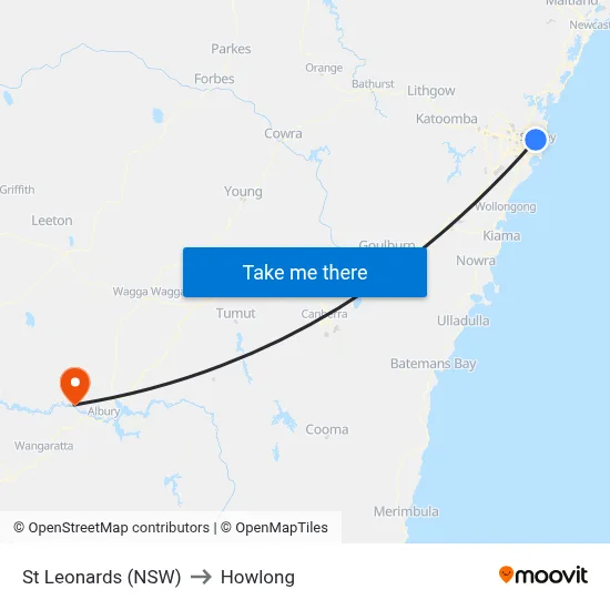 St Leonards (NSW) to Howlong map