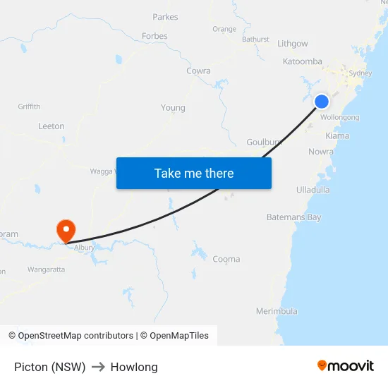 Picton (NSW) to Howlong map
