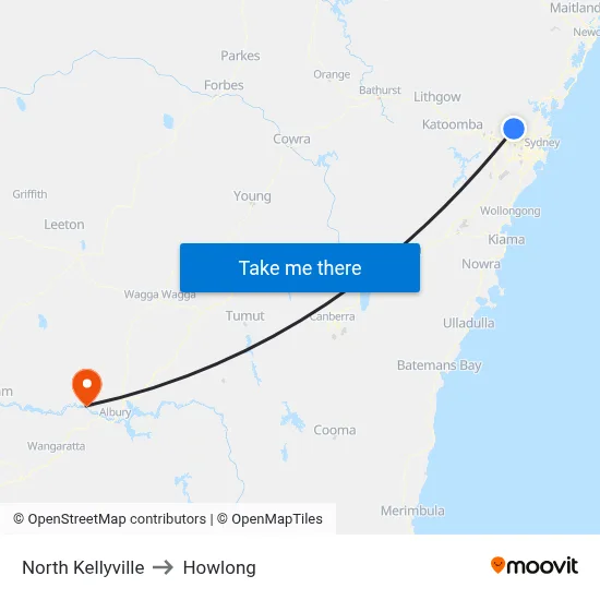 North Kellyville to Howlong map