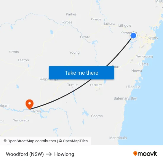 Woodford (NSW) to Howlong map