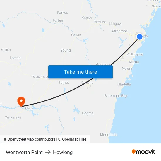 Wentworth Point to Howlong map