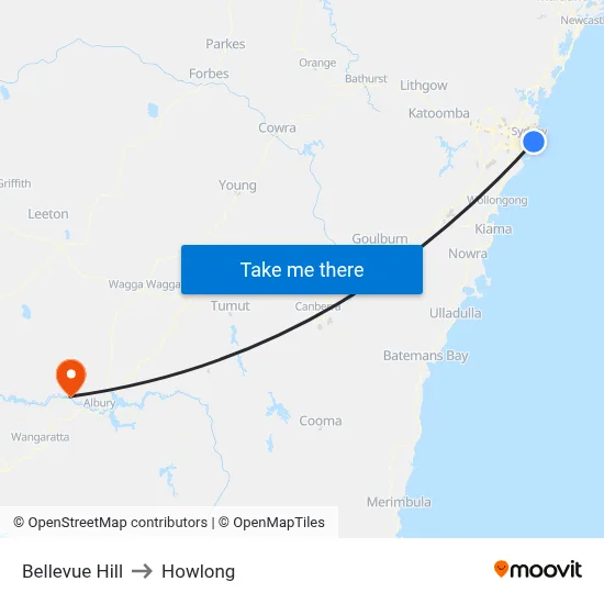 Bellevue Hill to Howlong map