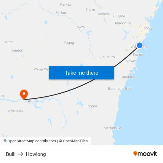 Bulli to Howlong map