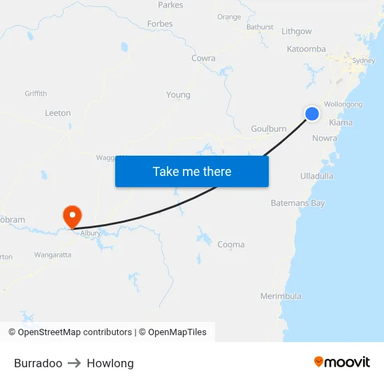 Burradoo to Howlong map