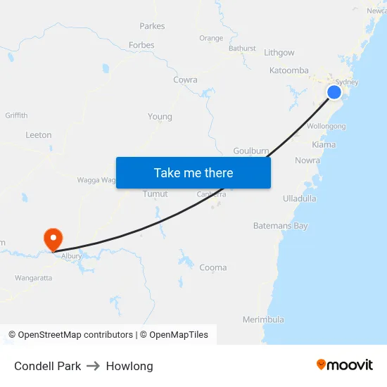 Condell Park to Howlong map
