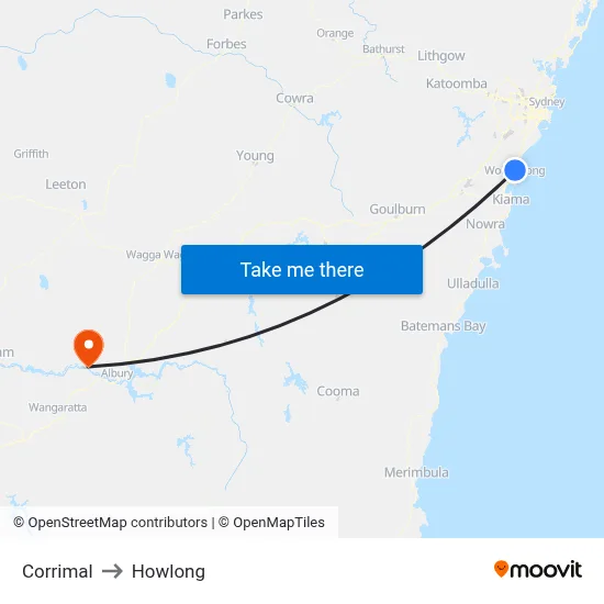 Corrimal to Howlong map
