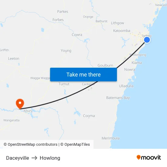 Daceyville to Howlong map