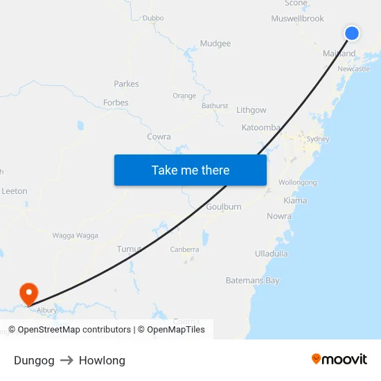 Dungog to Howlong map