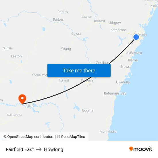 Fairfield East to Howlong map