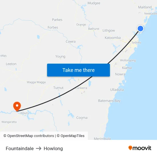Fountaindale to Howlong map