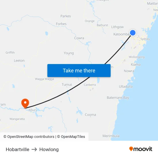 Hobartville to Howlong map