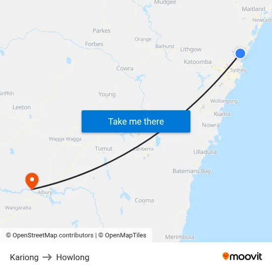 Kariong to Howlong map