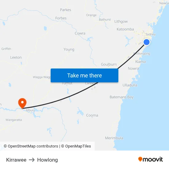 Kirrawee to Howlong map