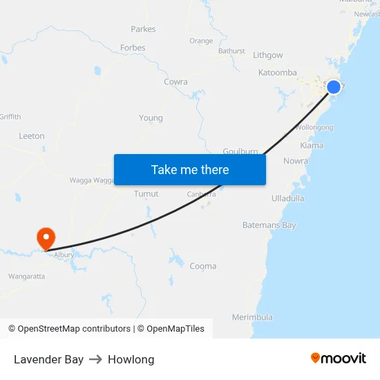 Lavender Bay to Howlong map