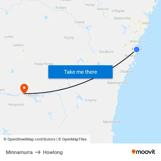 Minnamurra to Howlong map