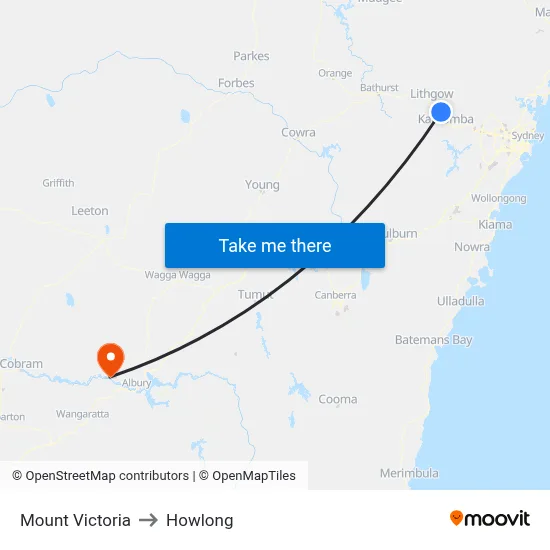 Mount Victoria to Howlong map