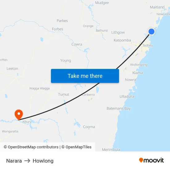 Narara to Howlong map