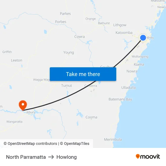 North Parramatta to Howlong map