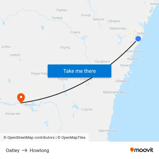 Oatley to Howlong map