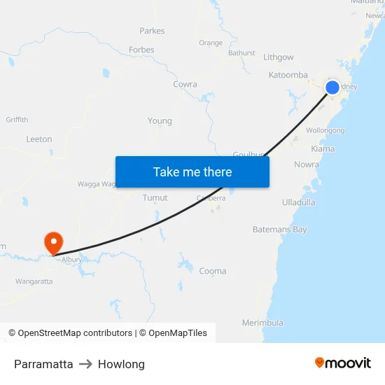 Parramatta to Howlong map