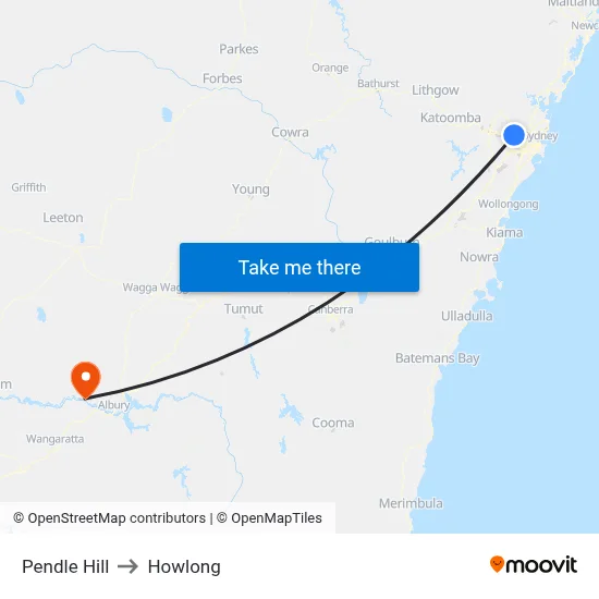 Pendle Hill to Howlong map