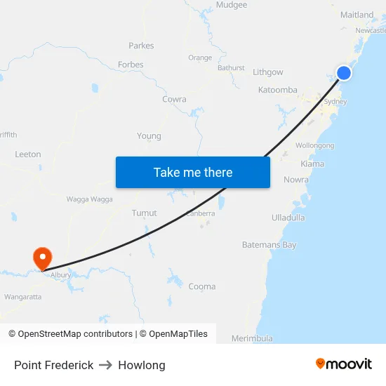 Point Frederick to Howlong map