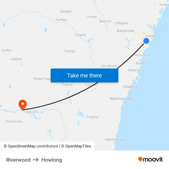 Riverwood to Howlong map