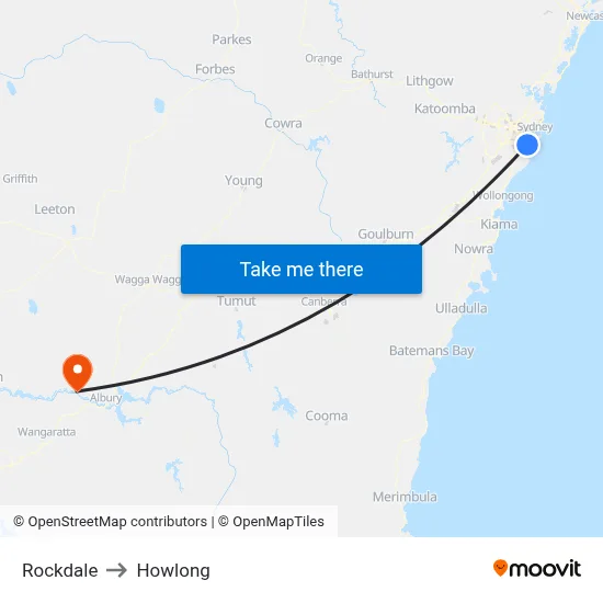 Rockdale to Howlong map