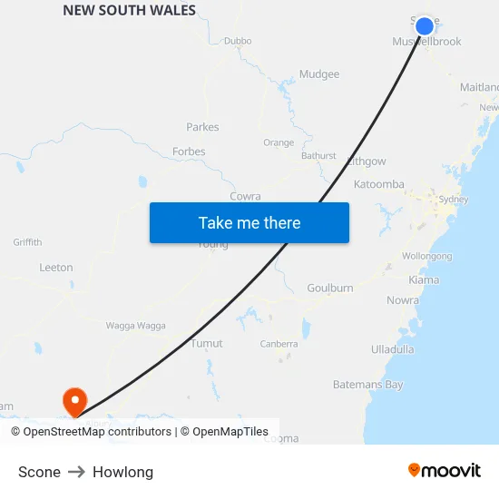 Scone to Howlong map