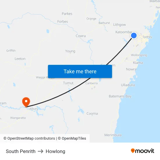 South Penrith to Howlong map