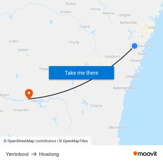 Yerrinbool to Howlong map