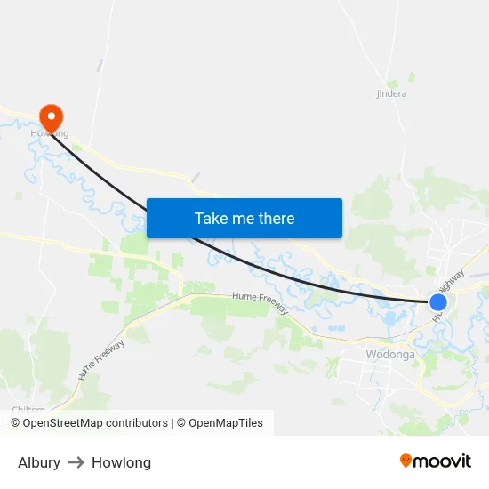 Albury to Howlong map