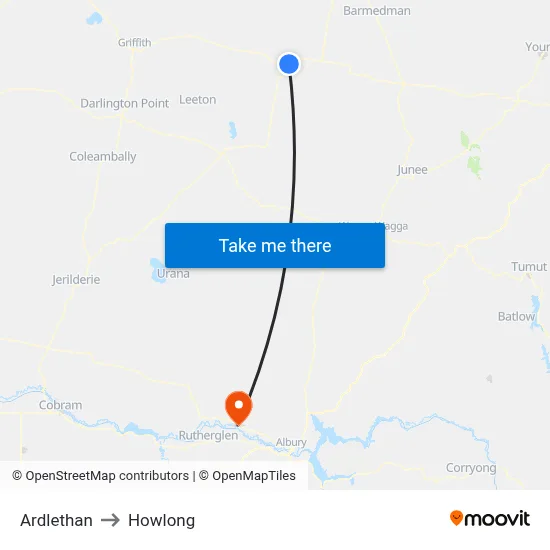 Ardlethan to Howlong map