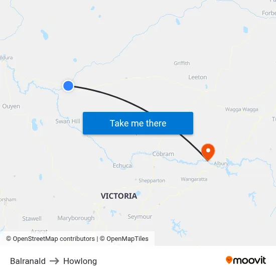 Balranald to Howlong map